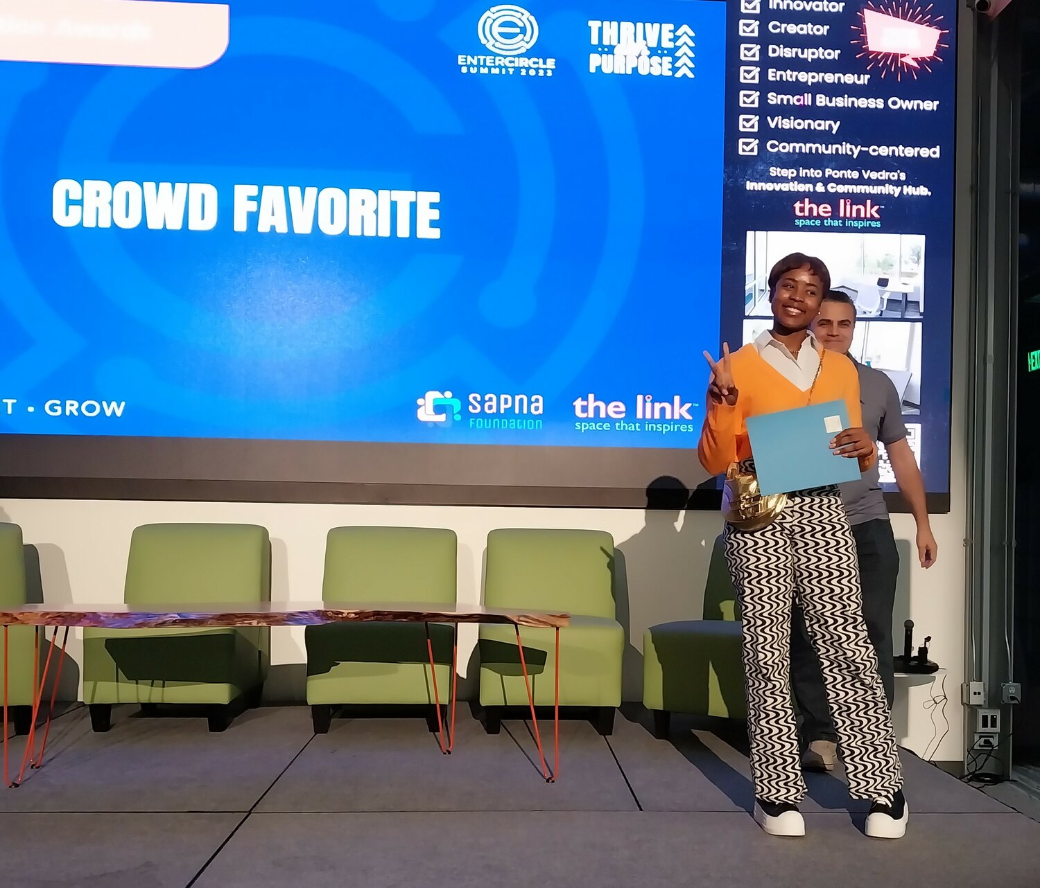 Emmy James of Renew Her Essentials received the Crowd Favorite award at the EnterCircle pitch competition.
